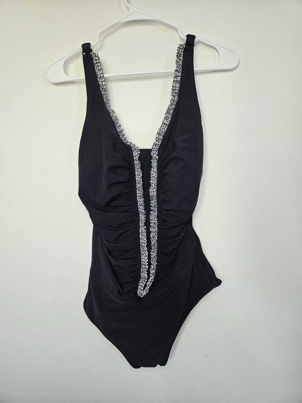 Anita Black Ruched One Piece Swimsuit Cup D US 10 / EUR 42